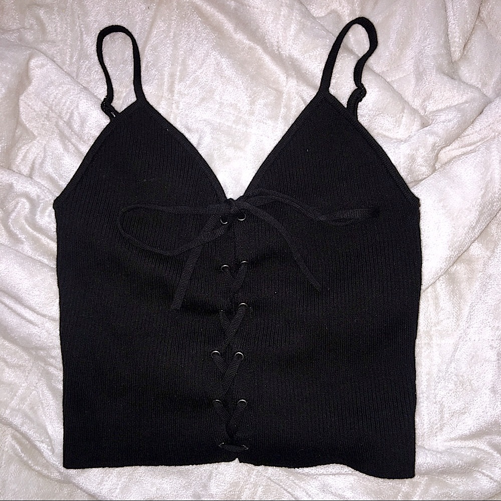 L.A. Hearts Tie Up Crop Top Black